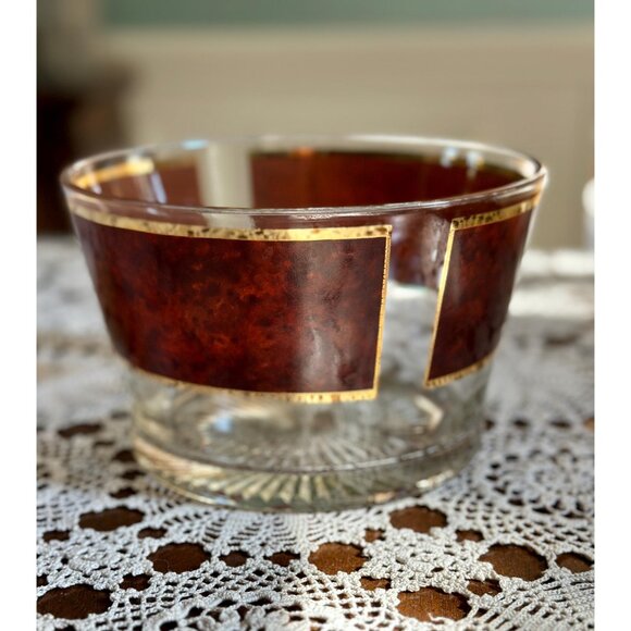 MCM Culver glass ice bucket in tortoise pattern with star cut base - Picture 4 of 6